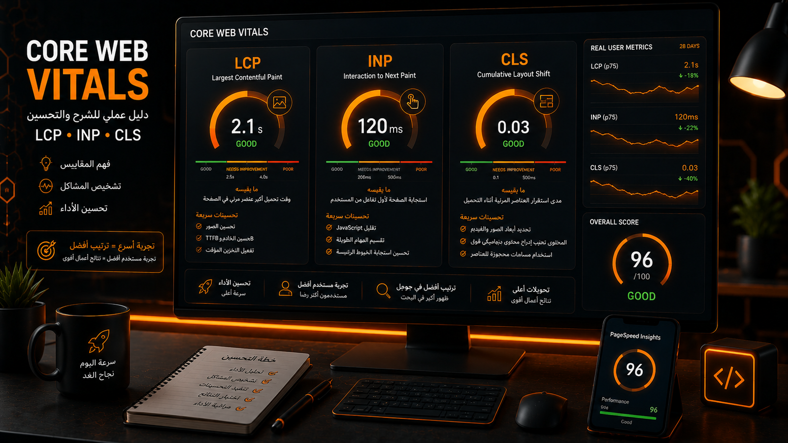 تحسين Core Web Vitals: علاج LCP وINP وCLS عمليًا