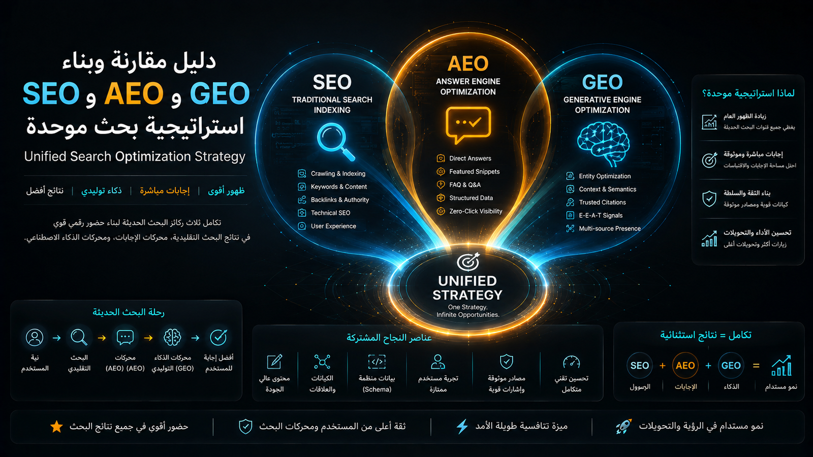 ما الفرق بين SEO وAEO وGEO؟ ومتى تحتاج كلًا منها؟